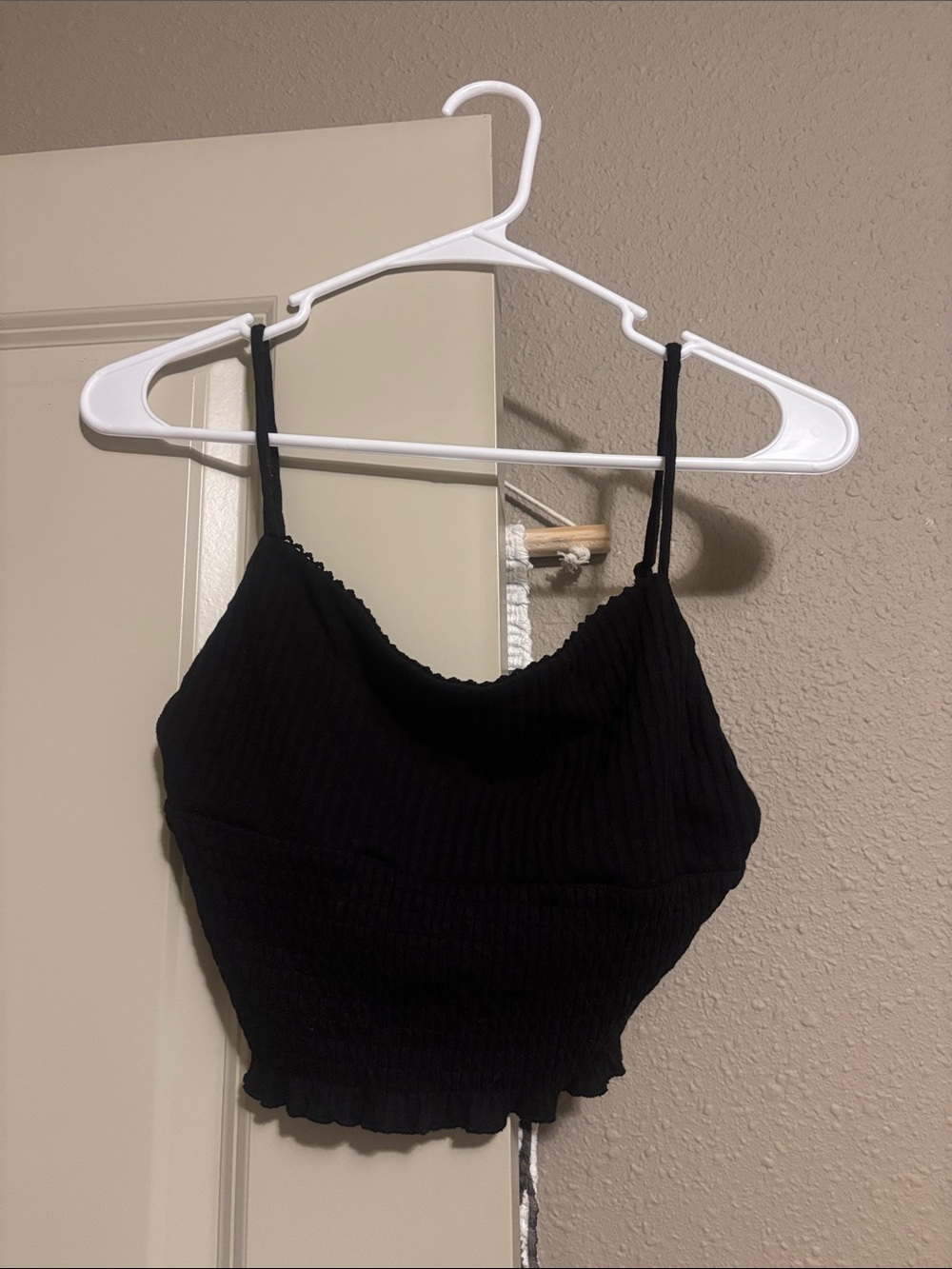 Cotton On Black Ribbed Spaghetti Strap Crop Top